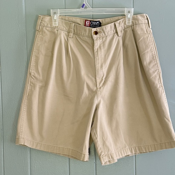 Ralph Lauren Other - Chaps Ralph Lauren Mens 34 Khaki Double Pleated Chino Shorts 7" Vintage 90s Prep